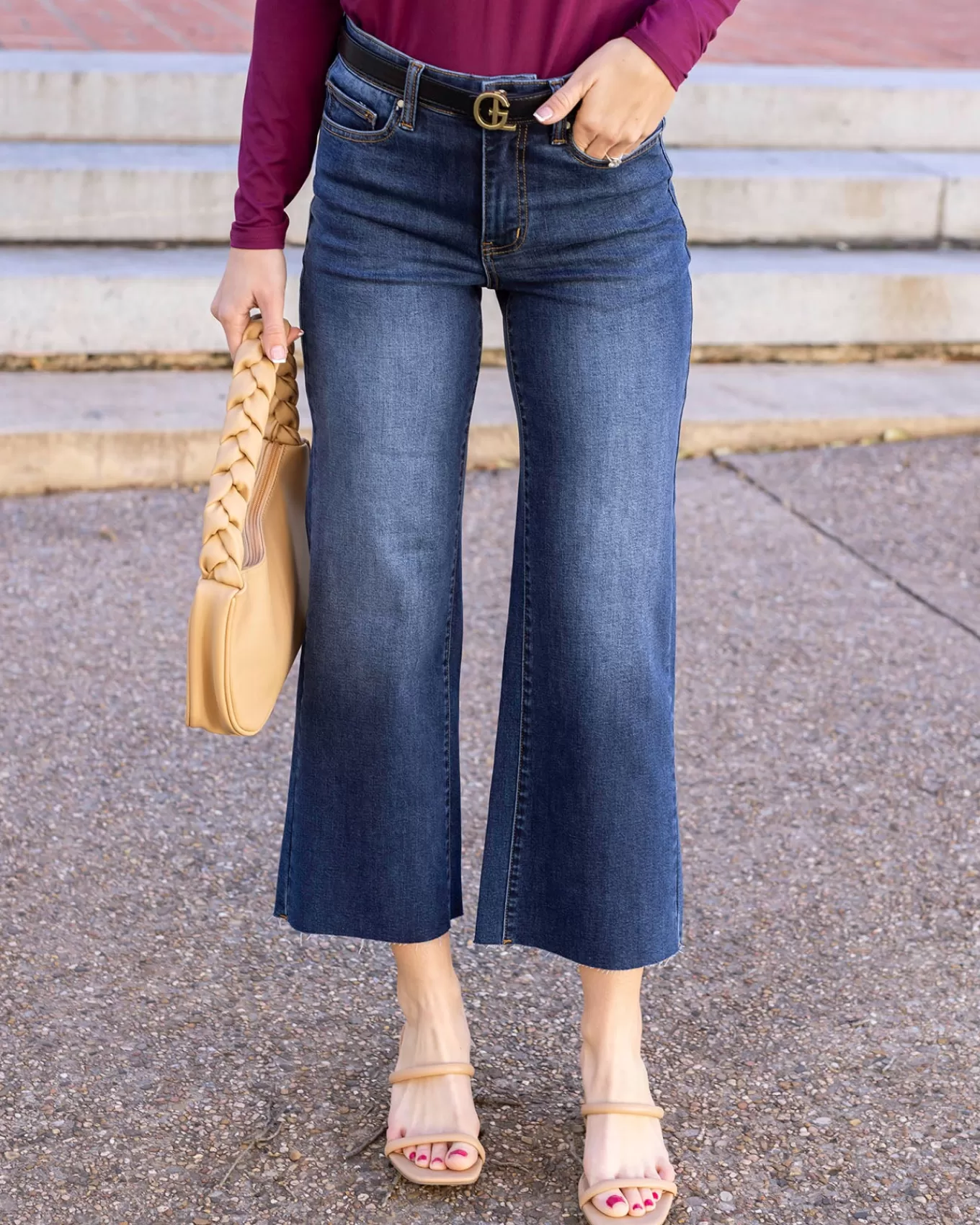 Cheap Cropped Wide Leg Waist Shaper Jeans In Jeans + Jeggings
