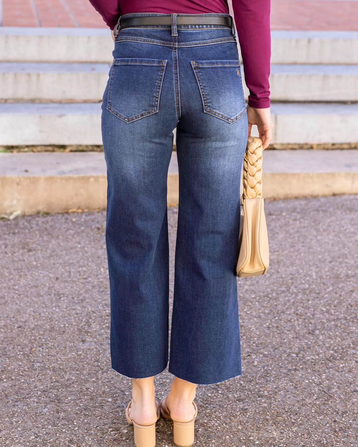 Cheap Cropped Wide Leg Waist Shaper Jeans In Jeans + Jeggings