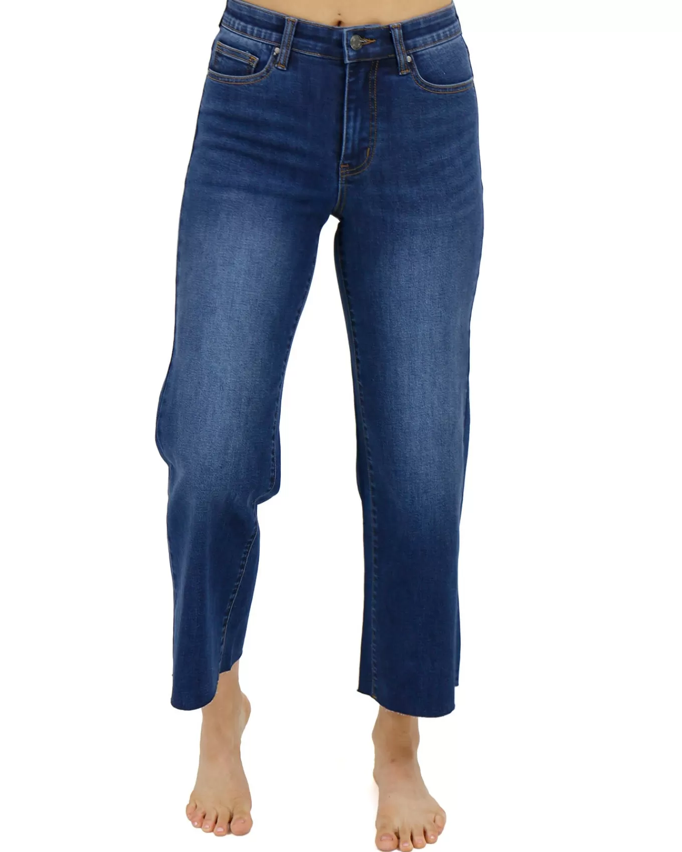 Cheap Cropped Wide Leg Waist Shaper Jeans In Jeans + Jeggings