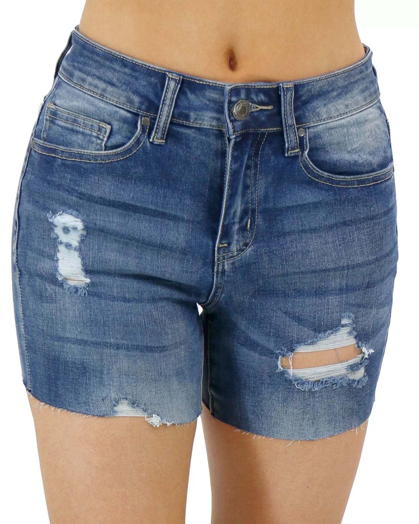 Cheap Distressed Stretch Denim Shorts Shorts