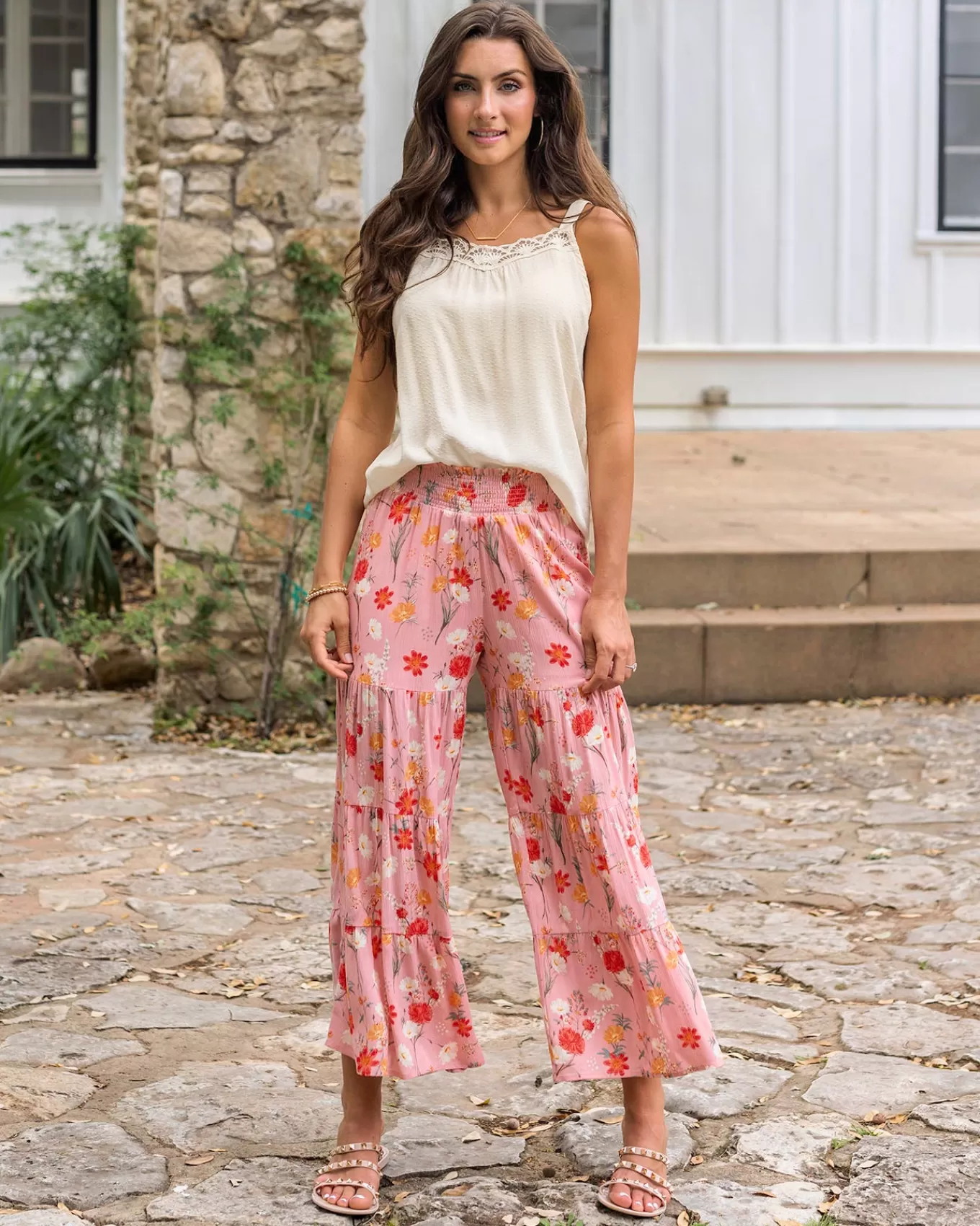 Clearance Dobby Dot Lace Trim Cami Tanks