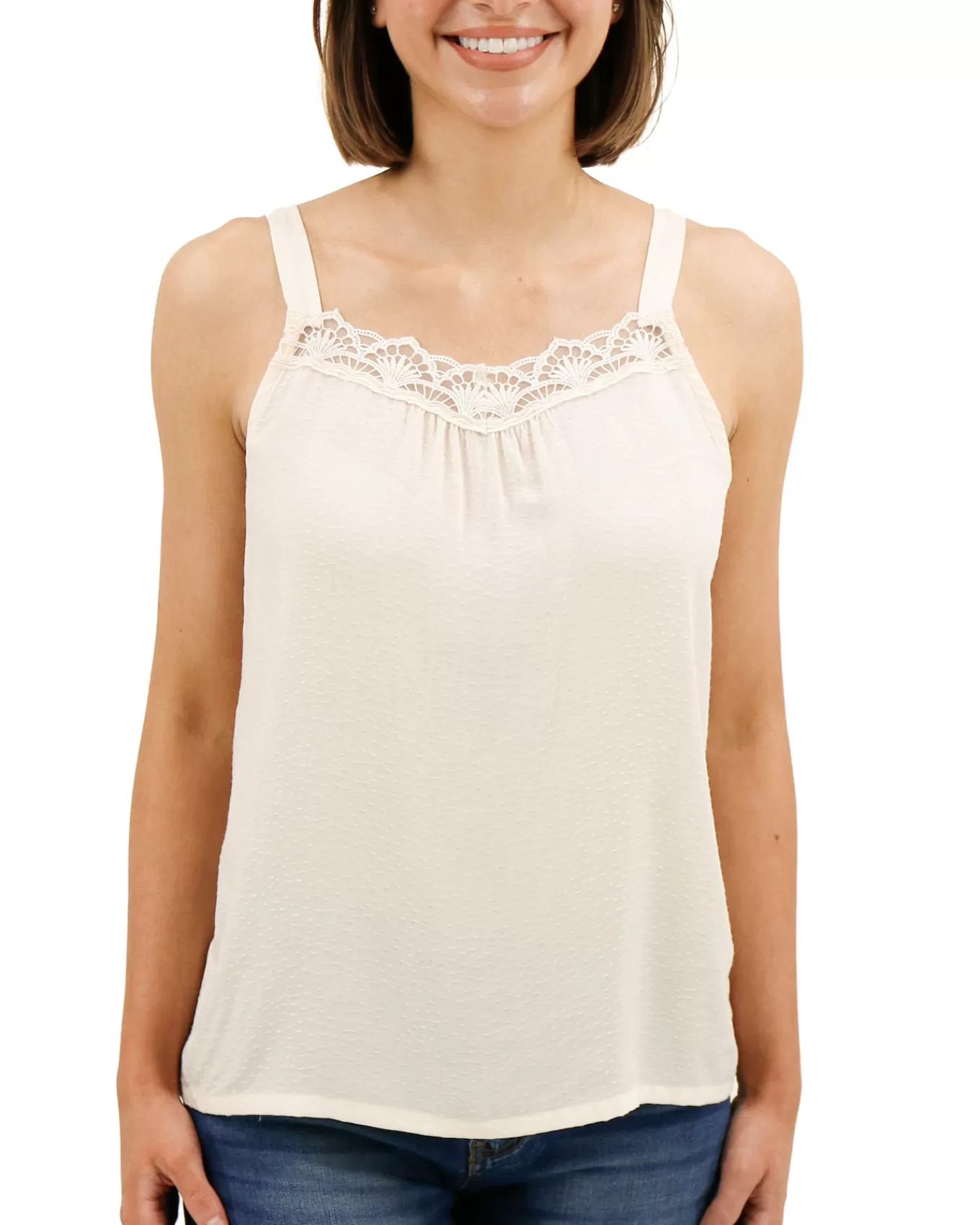 Clearance Dobby Dot Lace Trim Cami Tanks
