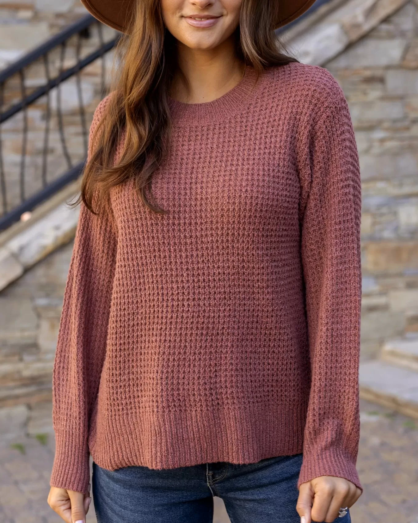 Sale Heathered Waffle Knit Sweater Sweaters
