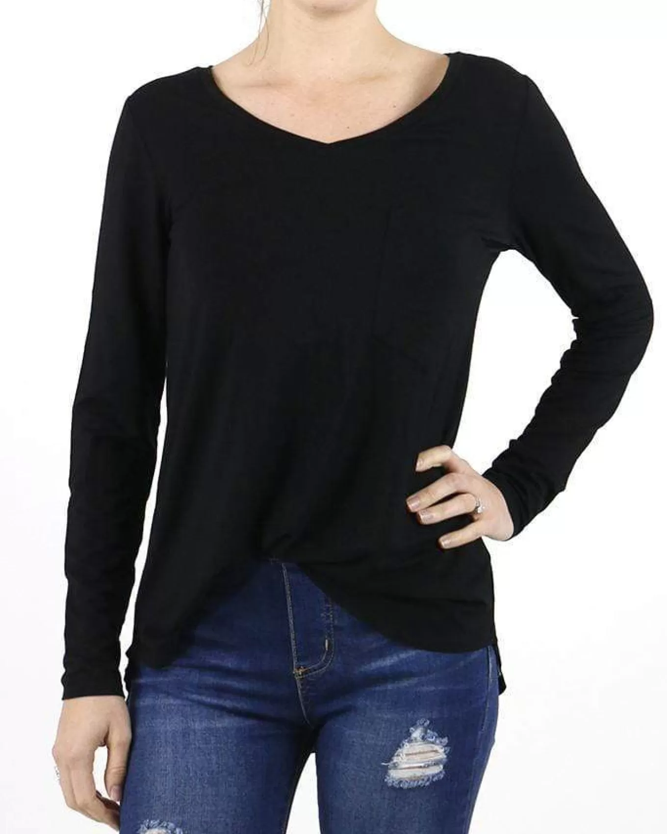 Online Long Sleeve Perfect Pocket Tee In Lounge Tops | Basics