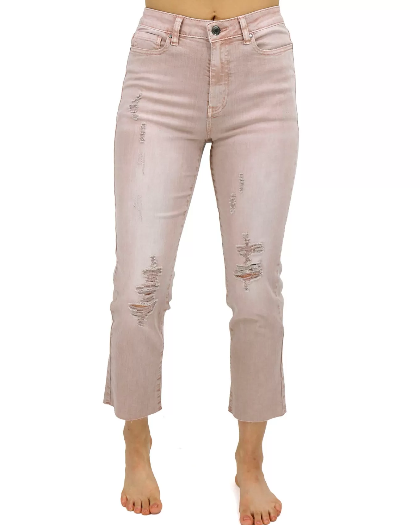 Cheap Mel's Fave Distressed Cropped Straight Leg Colored Denim In Jeans + Jeggings