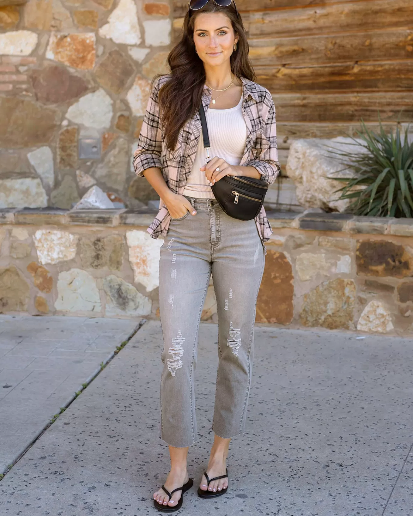 Shop Mel's Fave Distressed Cropped Straight Leg Colored Denim In Jeans + Jeggings