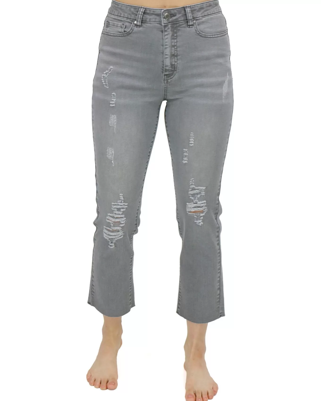 Shop Mel's Fave Distressed Cropped Straight Leg Colored Denim In Jeans + Jeggings