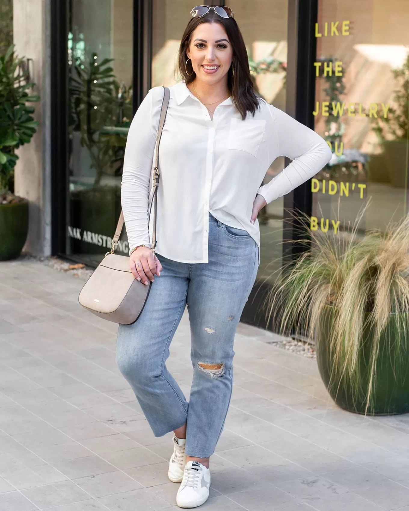 New Mel's Fave Distressed Straight Leg Cropped Denim In Light Mid-Wash - FINAL SALE Jeans + Jeggings