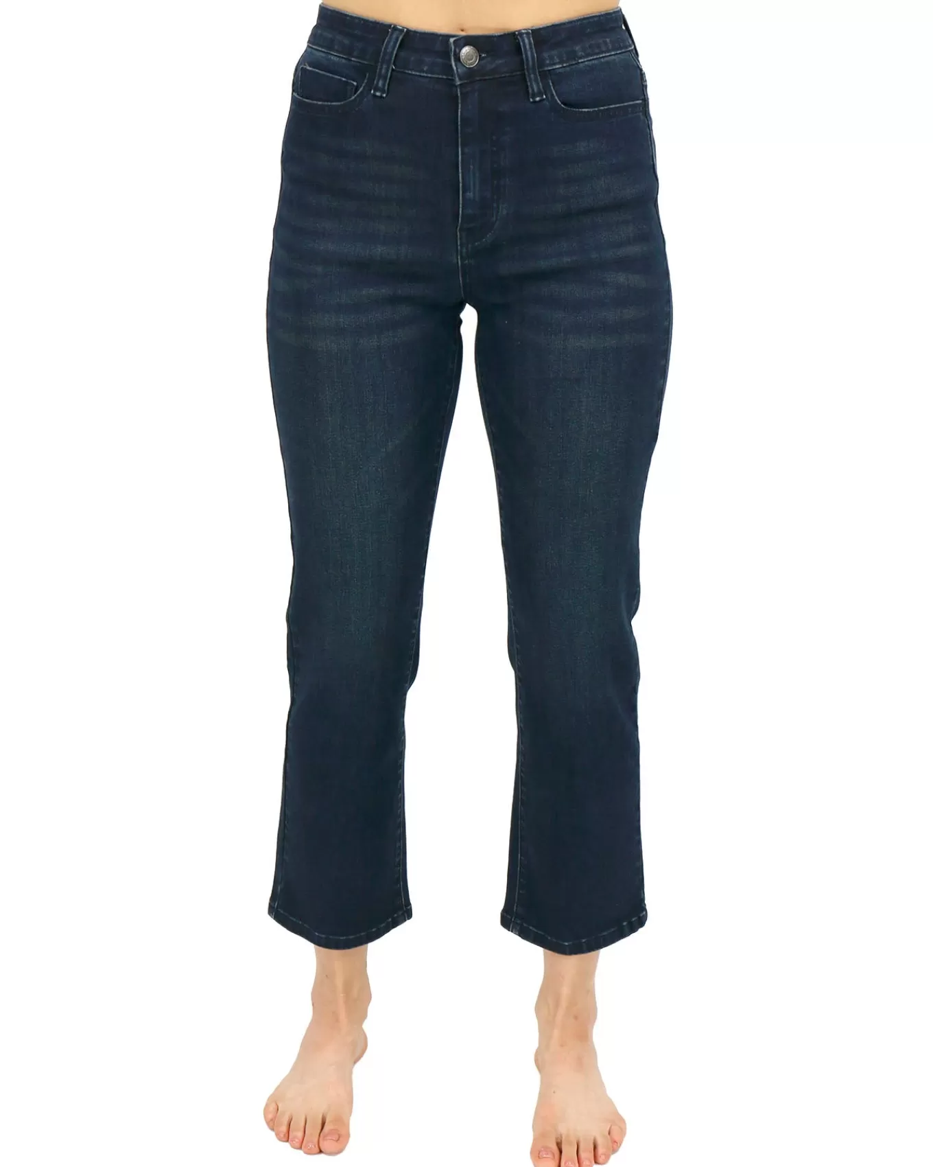 Outlet Mel's Fave Non Distressed Straight Leg Cropped Denim In Dark Denim Jeans + Jeggings