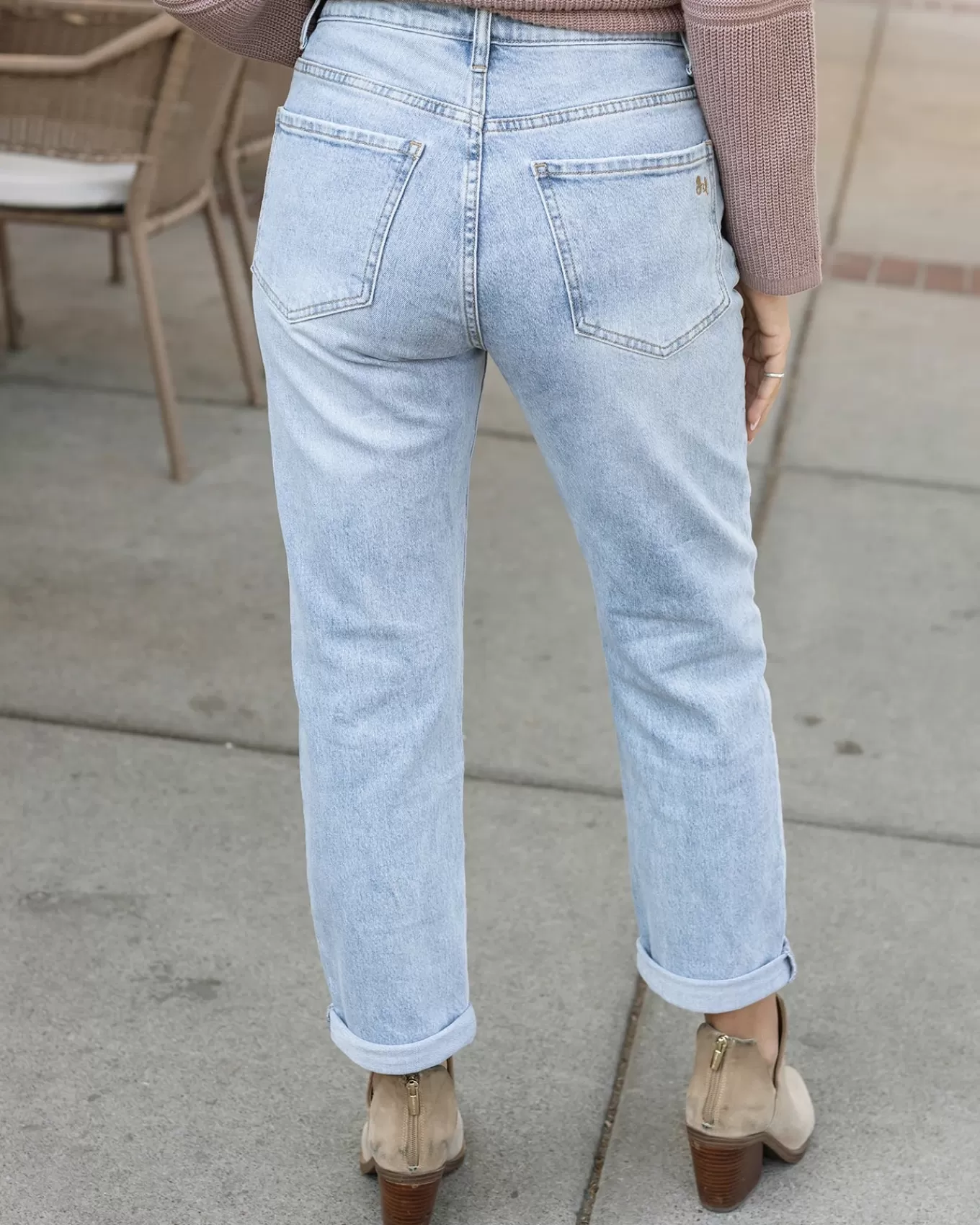 Cheap Mid-Rise Girlfriend Jeans Jeans + Jeggings