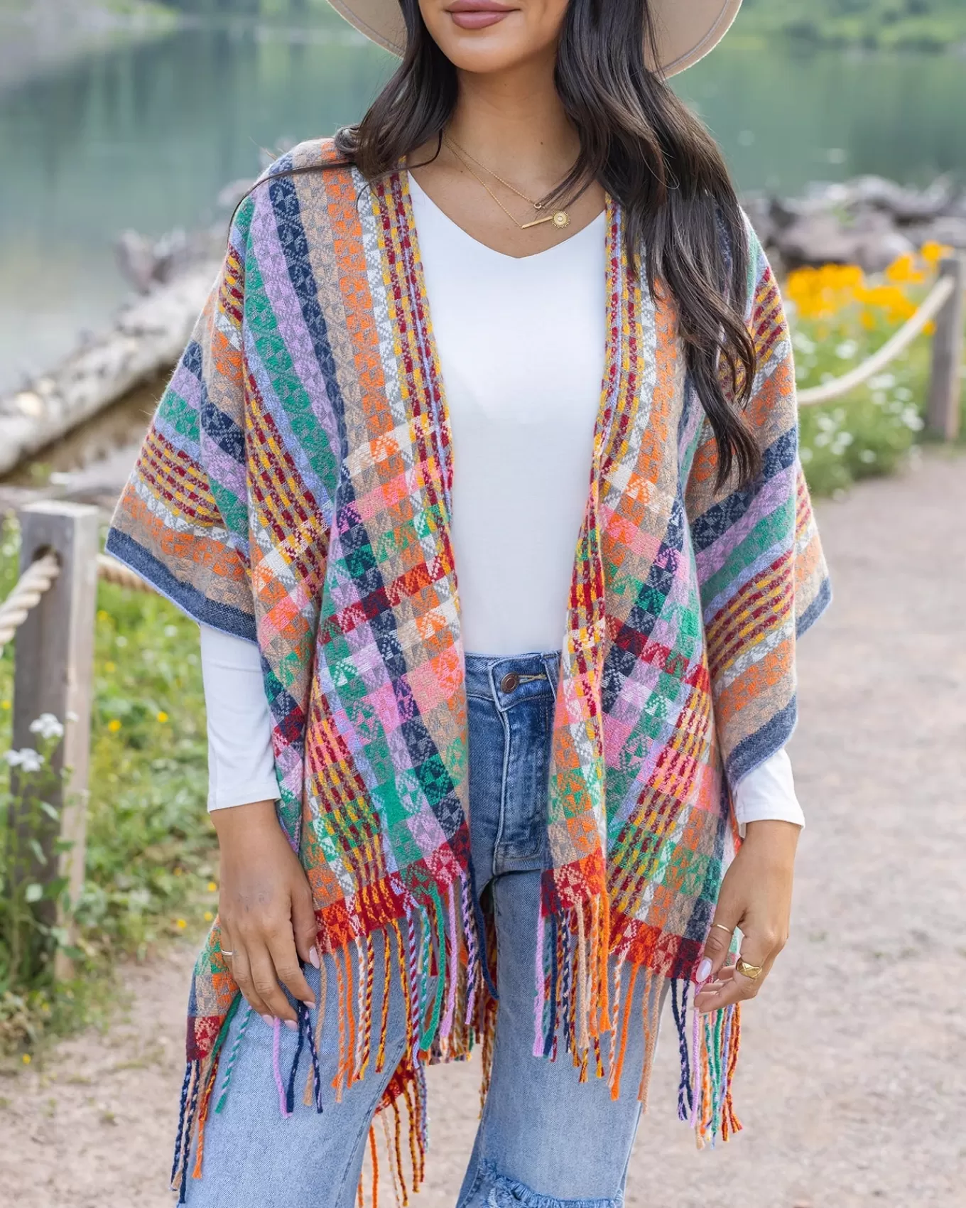 New Multi Knit Poncho Scarves | Jackets + Vests