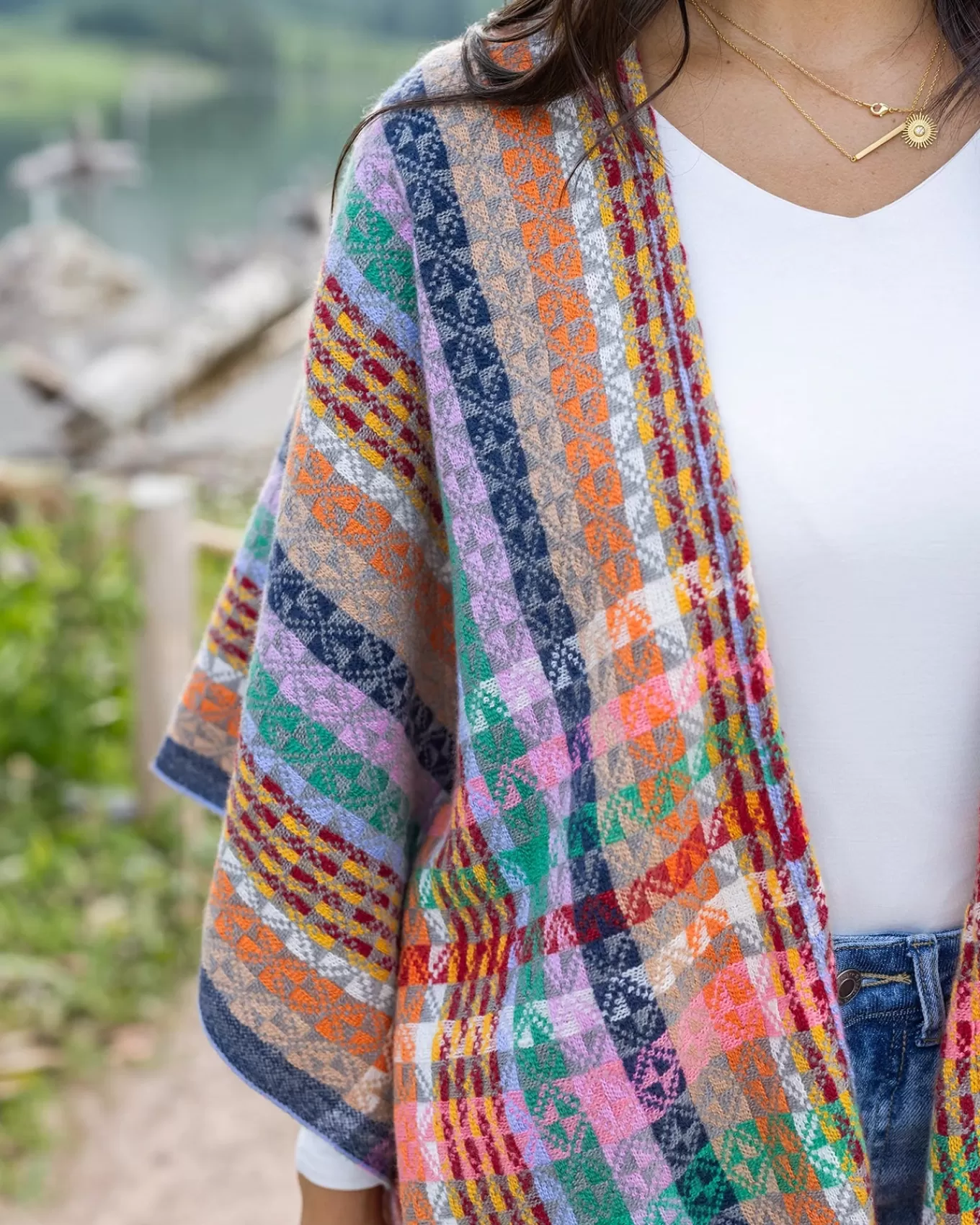 New Multi Knit Poncho Scarves | Jackets + Vests