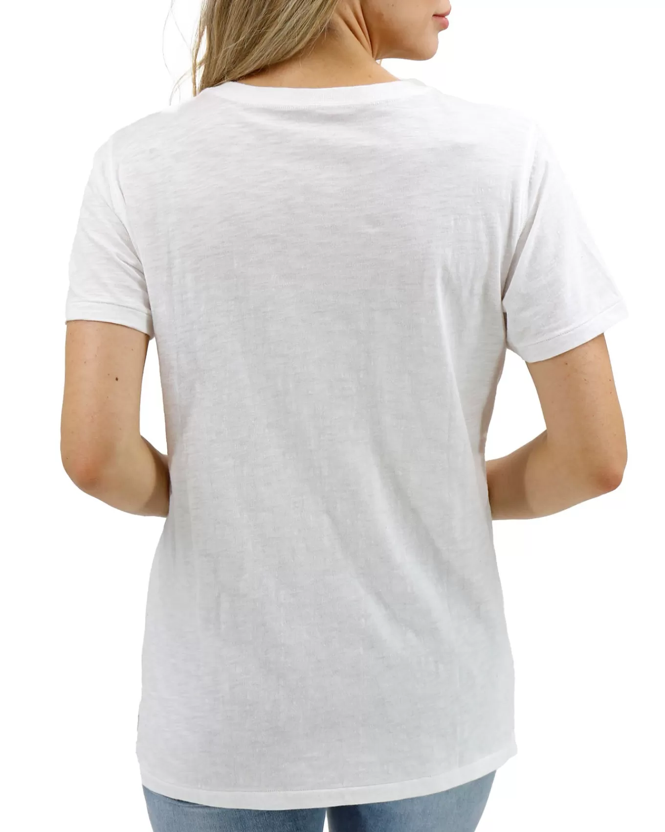 Best Sale Notched Neck Washed & Worn Graphic Tee - - FINAL SALE Graphic Tees