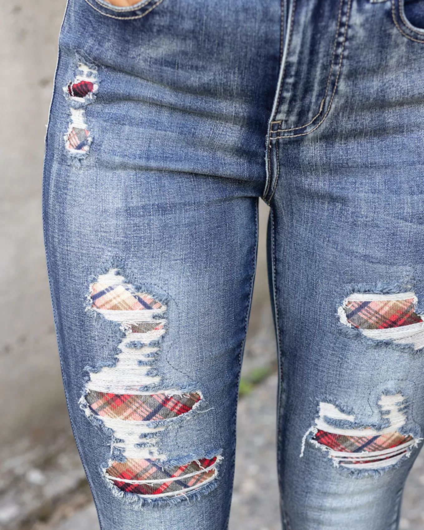 Best Plaid Patched Denim In - FINAL SALE Jeans + Jeggings