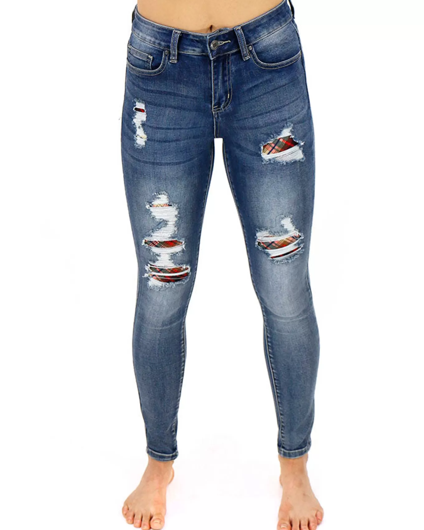 Best Plaid Patched Denim In - FINAL SALE Jeans + Jeggings