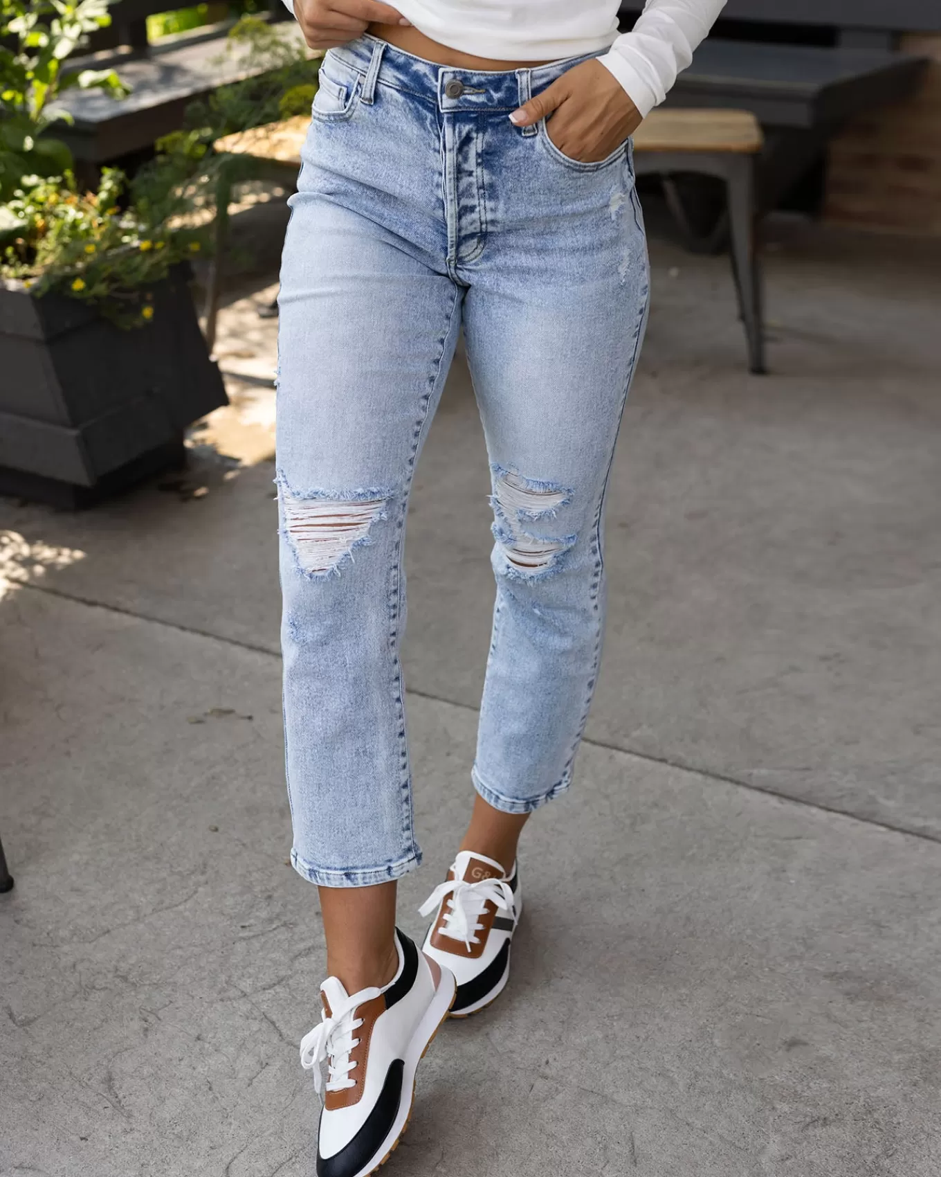 Store Premium Denim High Waisted Mom Jeans In - FINAL SALE Jeans + Jeggings