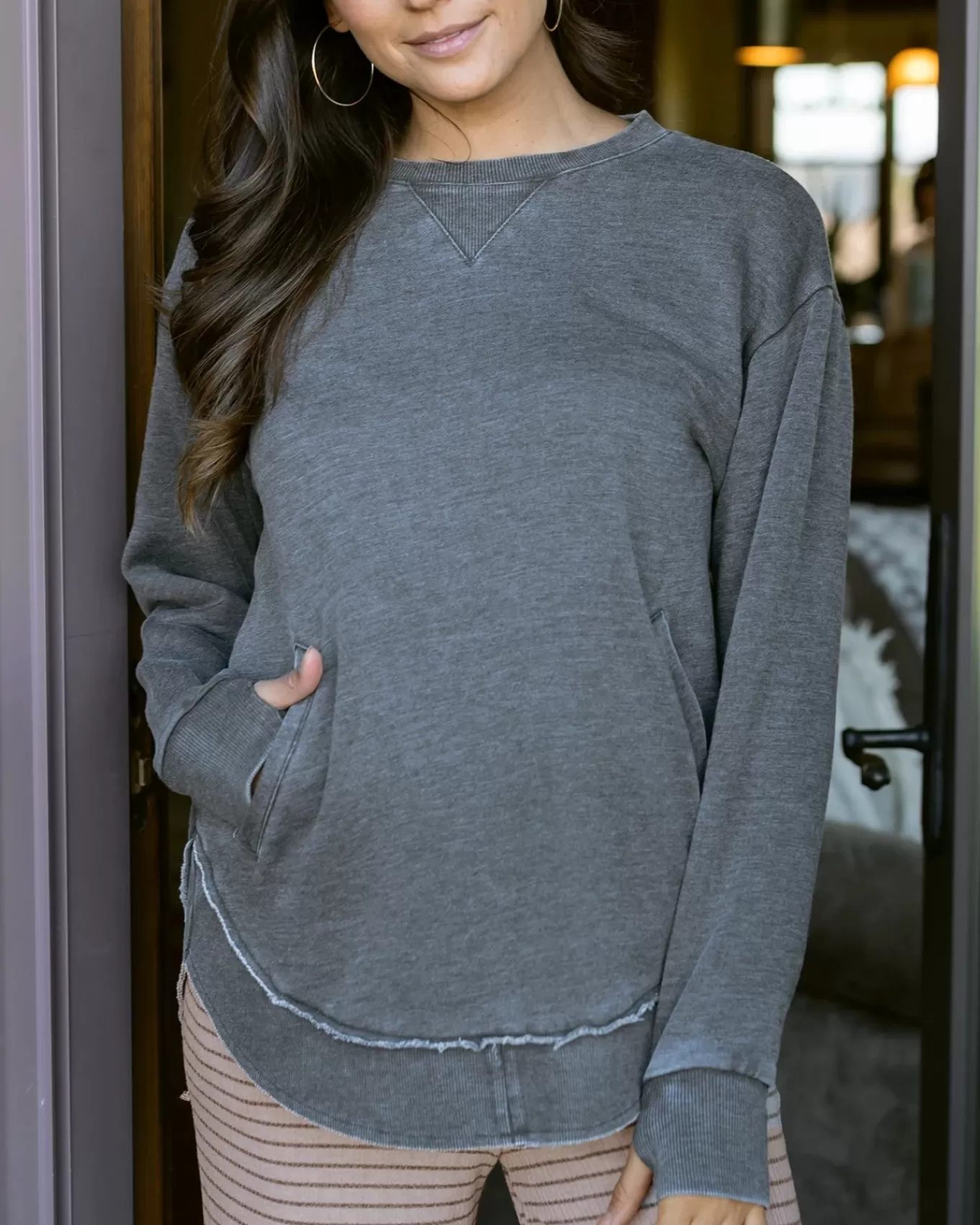 Cheap Vintage Tunic Sweatshirt Lounge Tops | Sweaters