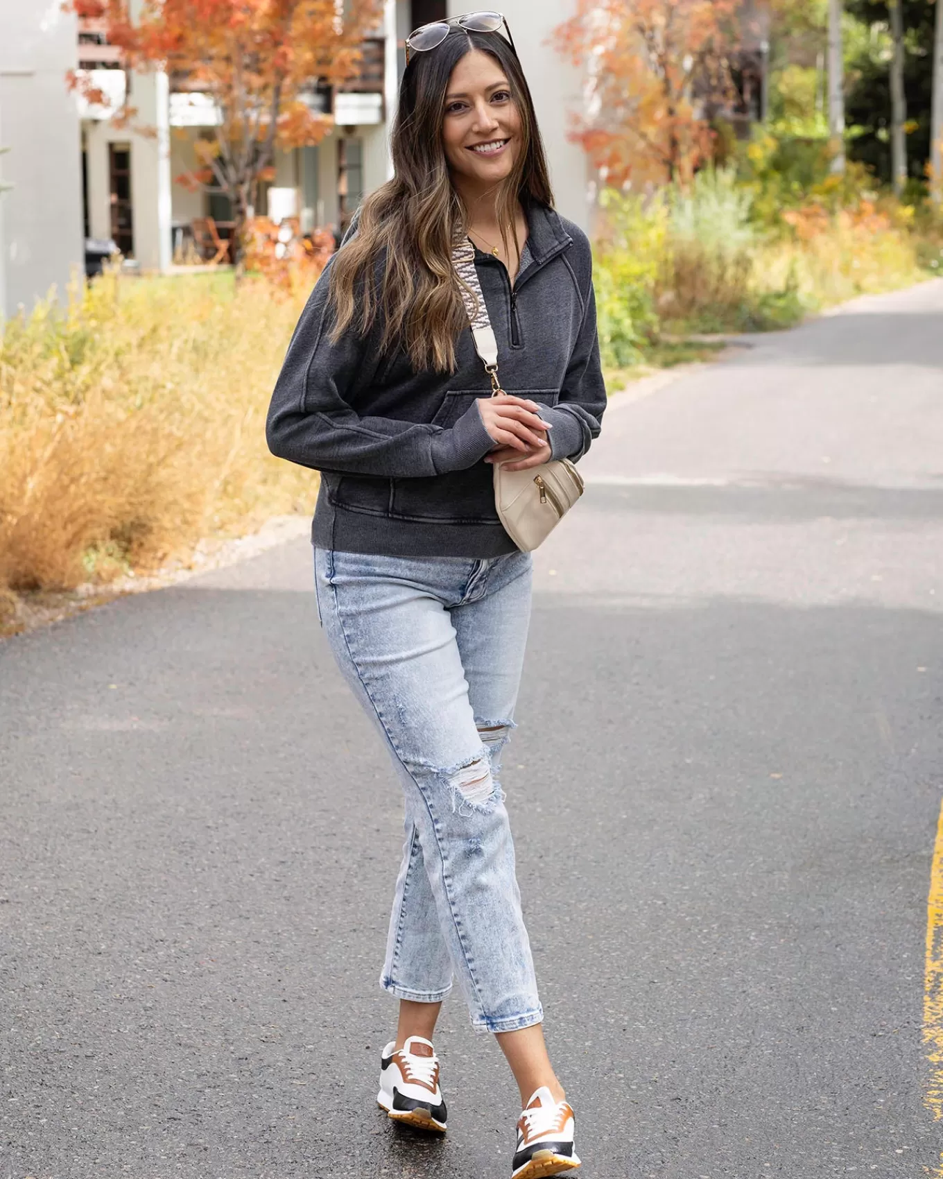 Clearance Vintage Washed Quarter Zip Hoodie In Hoodies + Pullovers