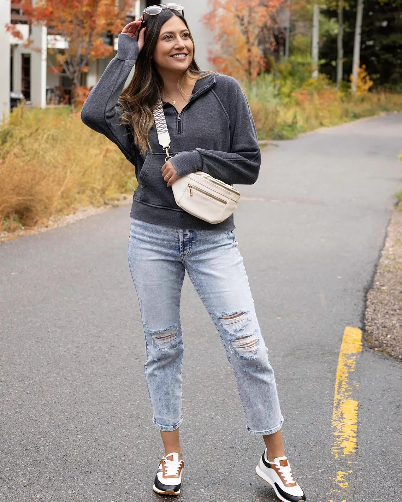 Clearance Vintage Washed Quarter Zip Hoodie In Hoodies + Pullovers