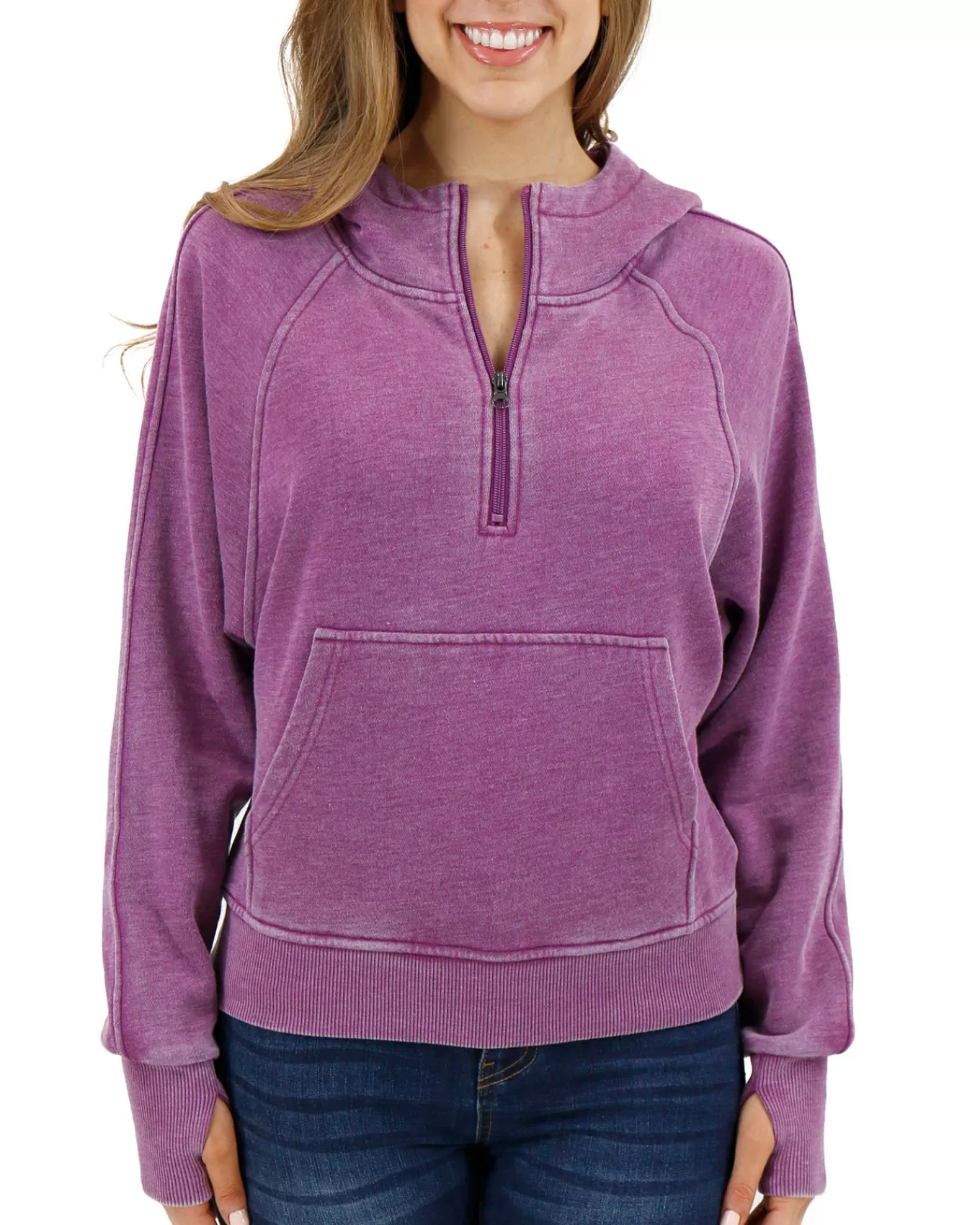 New Vintage Washed Quarter Zip Hoodie In - FINAL SALE Hoodies + Pullovers
