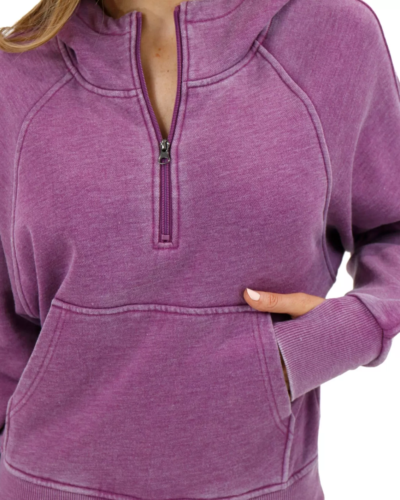 New Vintage Washed Quarter Zip Hoodie In - FINAL SALE Hoodies + Pullovers