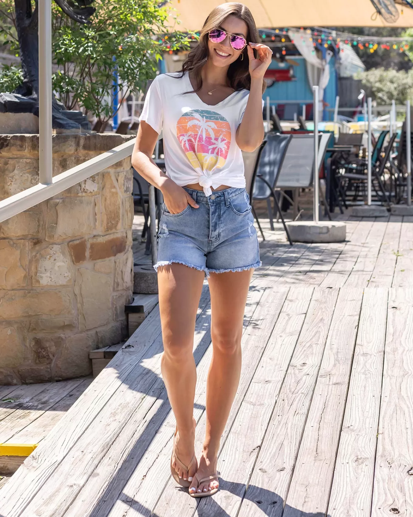 Fashion VIP Favorite Perfect V-Neck Graphic Tee - - FINAL SALE Graphic Tees